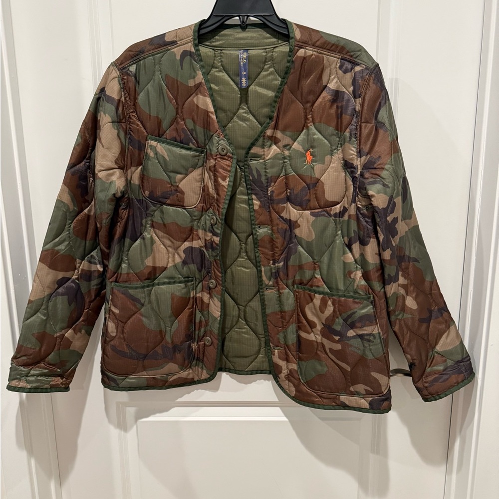 Polo Ralph Lauren V-Neck Water Repellent Reversible Quilted Military Jacket